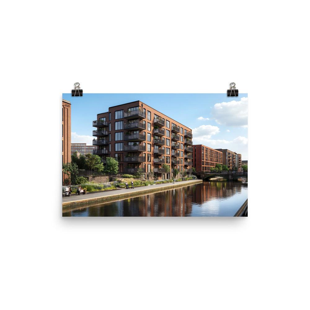 Manchester Canal Side Living Serenity Architecture Poster - Oh Posters