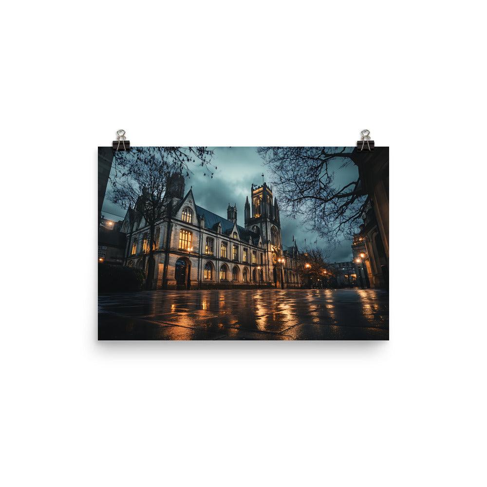 Manchester Gothic Night Architecture Poster - Oh Posters