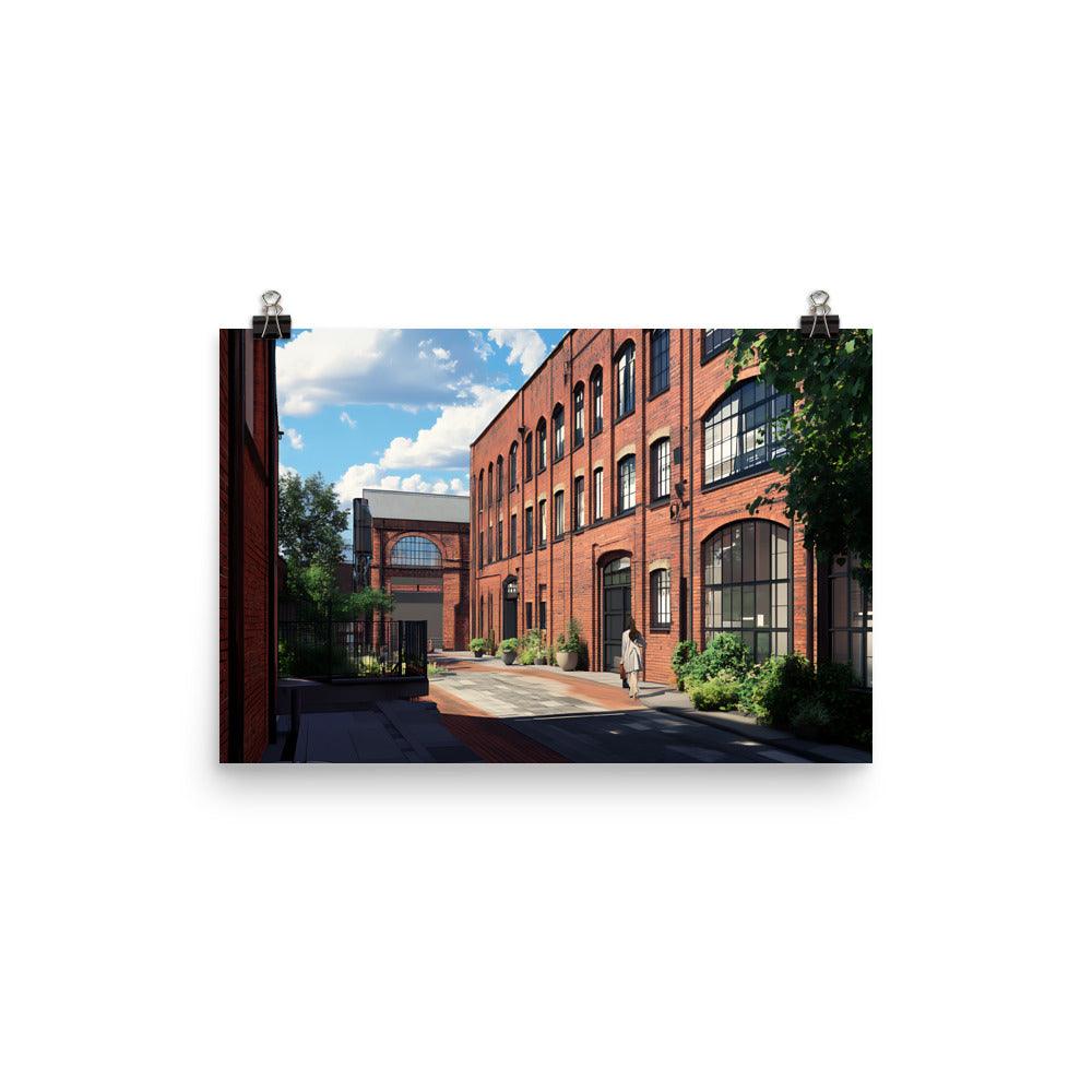 Manchester Vintage Architecture Urban Charm Red Brick Street Scene Poster - Oh Posters