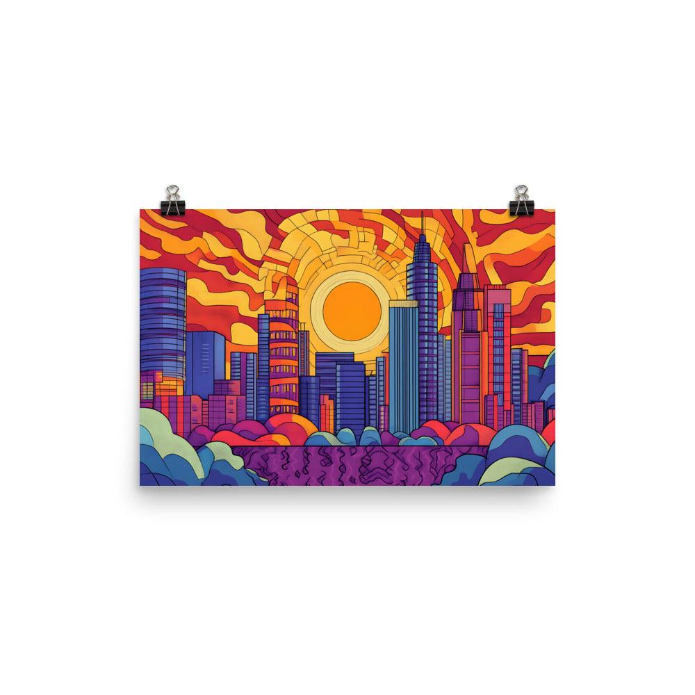 Manchester Vibrant Cityscape Bright Colors Urban Skyline Poster - Oh Posters