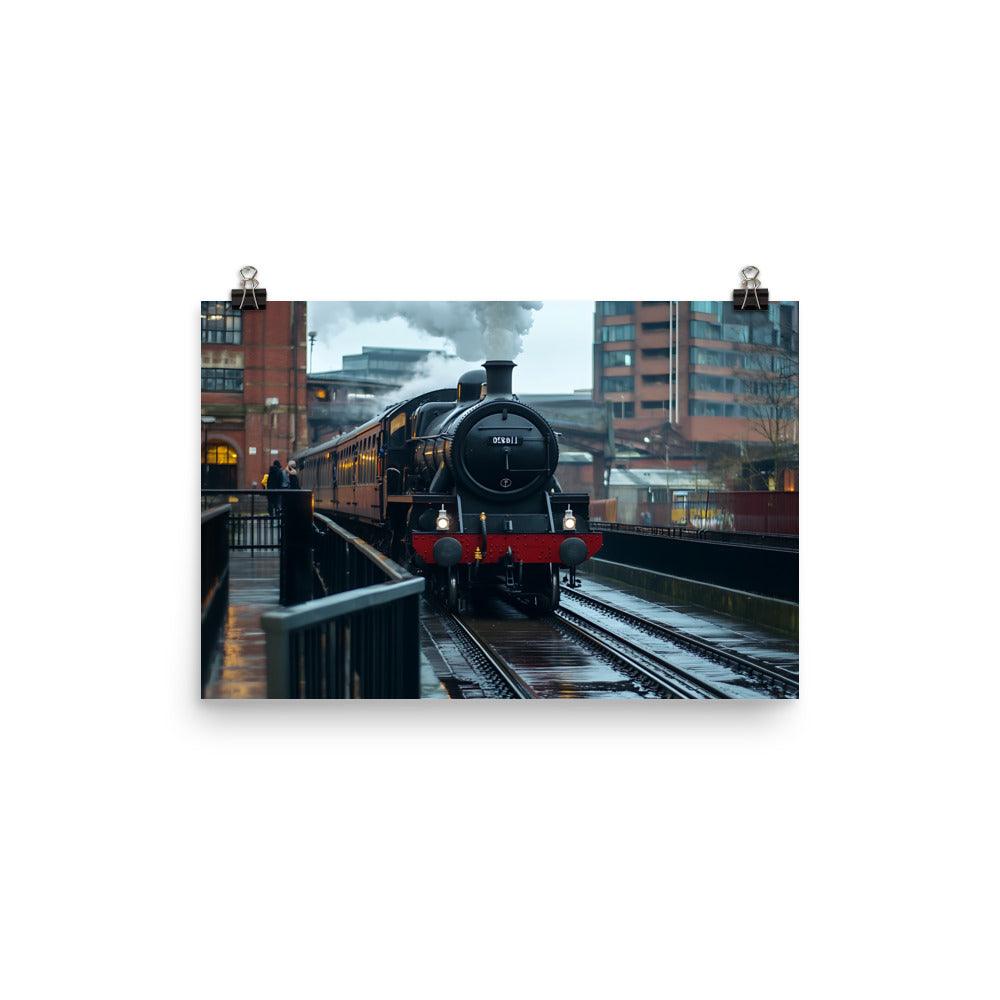 Manchester Steam Train Adventure Through Iconic Urban Landscape Poster - Oh Posters