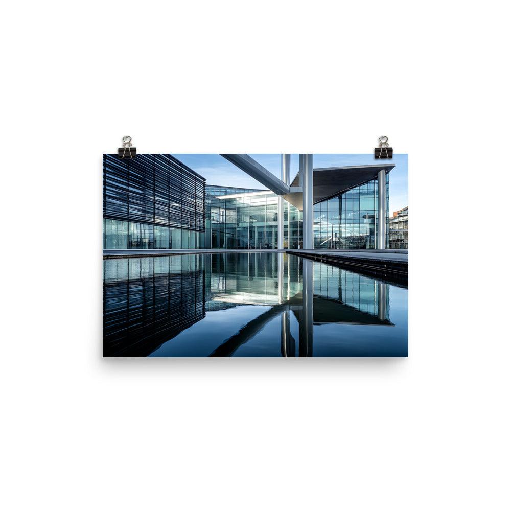 Contemporary Manchester Architecture Reflection Aesthetic Poster - Oh Posters