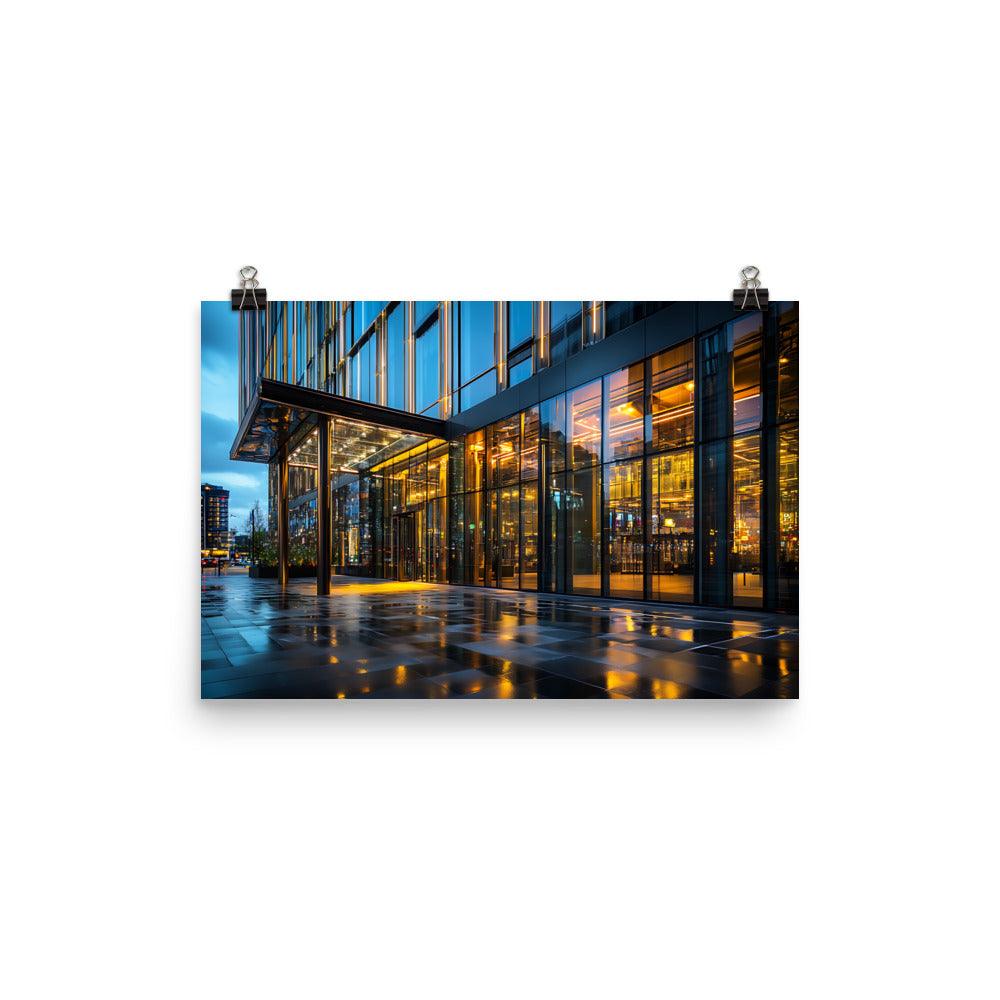 Manchester City Reflections On Modern Architecture Evening Lights Poster - Oh Posters