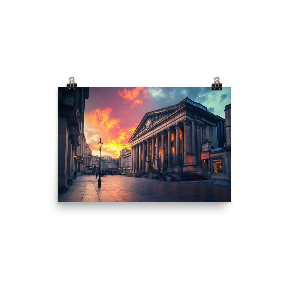 Manchester Cityscape at Dusk with Historic Architecture Poster - Oh Posters