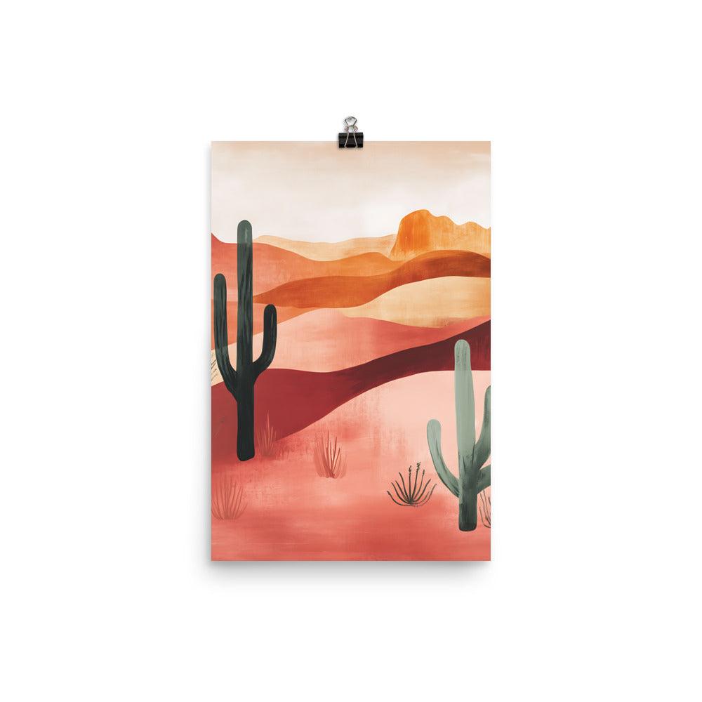 Boho Desert Landscape Cactus Serenity in Warm Earth Tones Poster - Oh Posters