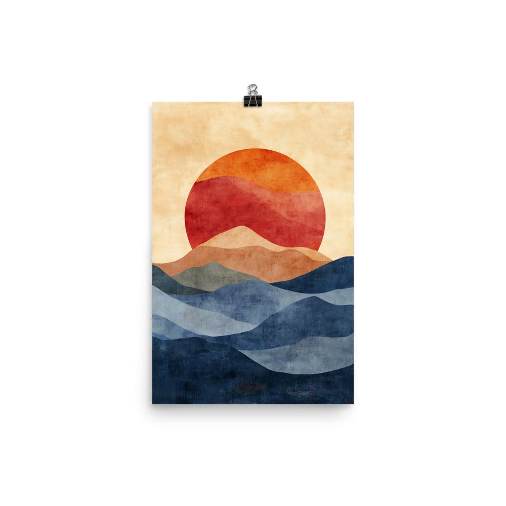 Boho Sunset Over Serene Mountains Poster - Oh Posters