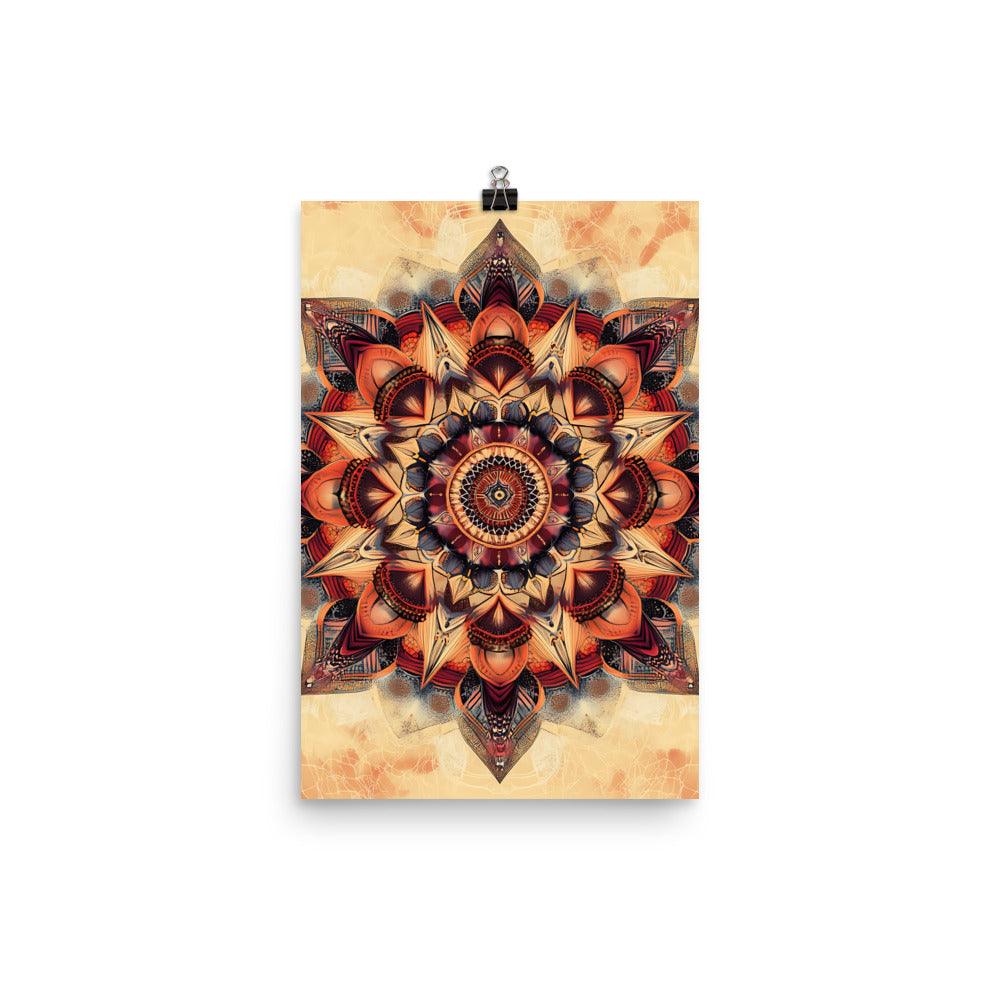 Boho Mandala Intricate Art with Warm Tones for Spiritual Connection and Meditation Enthusiasts Poster - Oh Posters