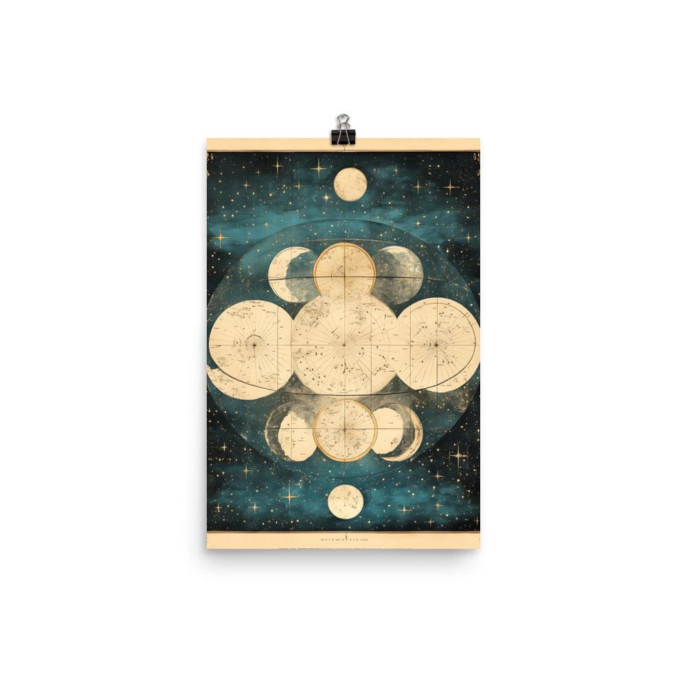 Boho Celestial Moon Phases Vintage Astronomy Art for Spiritual Souls Poster - Oh Posters