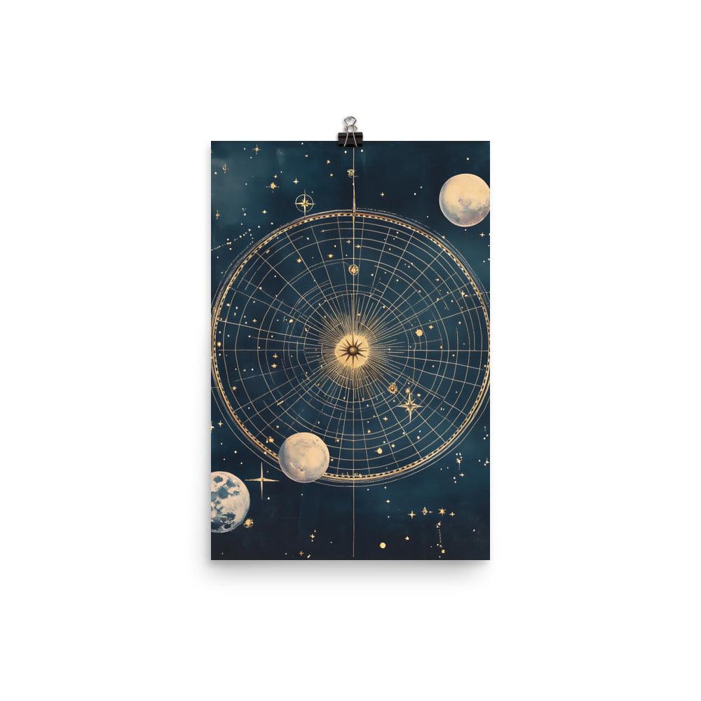 Boho Celestial Map with Moon Phases and Stars for Astrology Enthusiasts Poster - Oh Posters