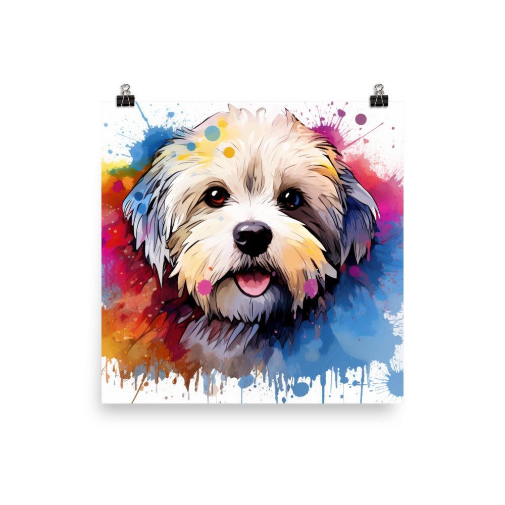 Coton De Tulear Playful Watercolor Splatter Portrait Poster - Oh Posters