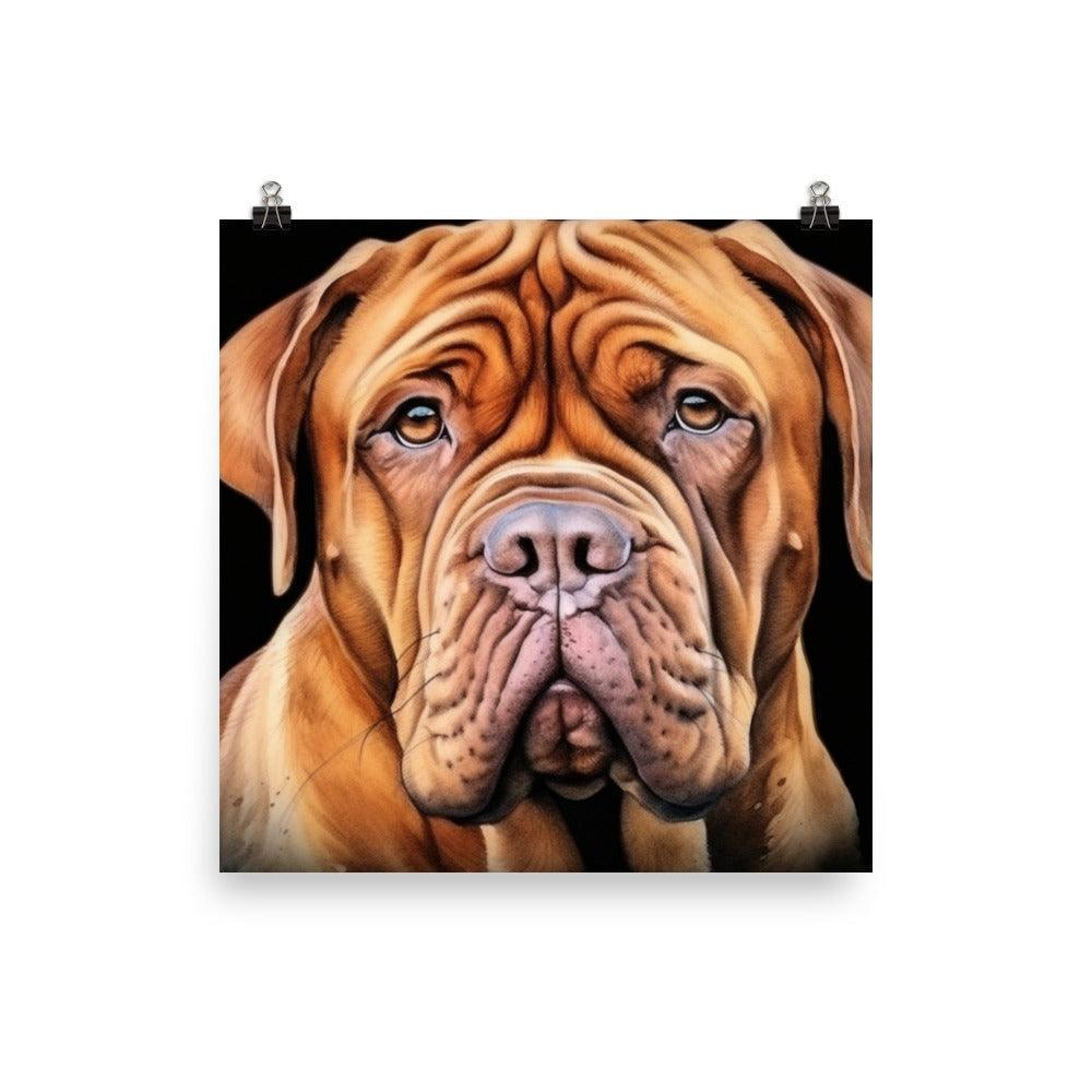 Dogue de Bordeaux Classic Black Background Illustration Poster - Oh Posters