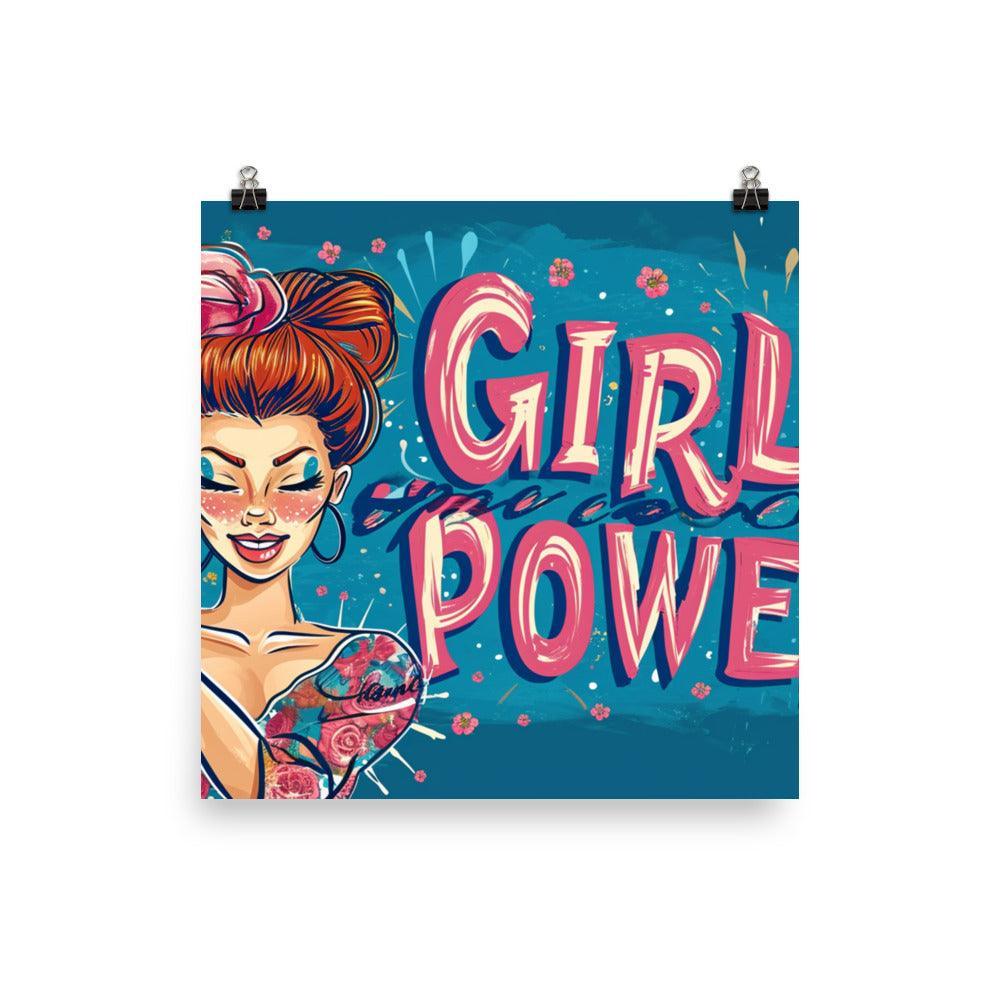 Girl Power Quote Confident Female Wink Floral Art Poster - Oh Posters