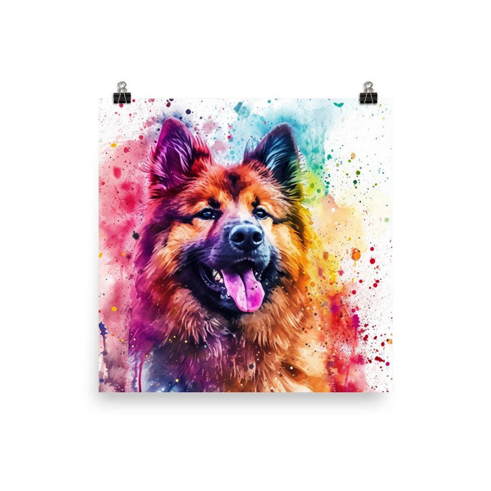 Vibrant Watercolor Eurasier Dog Artistic Poster - Oh Posters