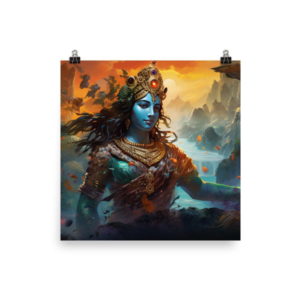 Krishna Mystical Nature Illustration Poster - Oh Posters