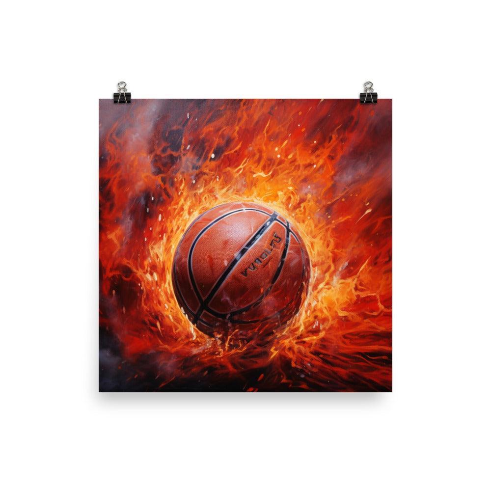 Fiery Slam Basketball Art Poster - Oh Posters