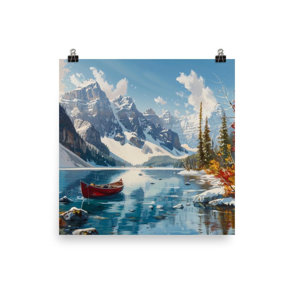 Crisp Canadian Winter Day with Canoe Scenic Landscape Poster - Oh Posters