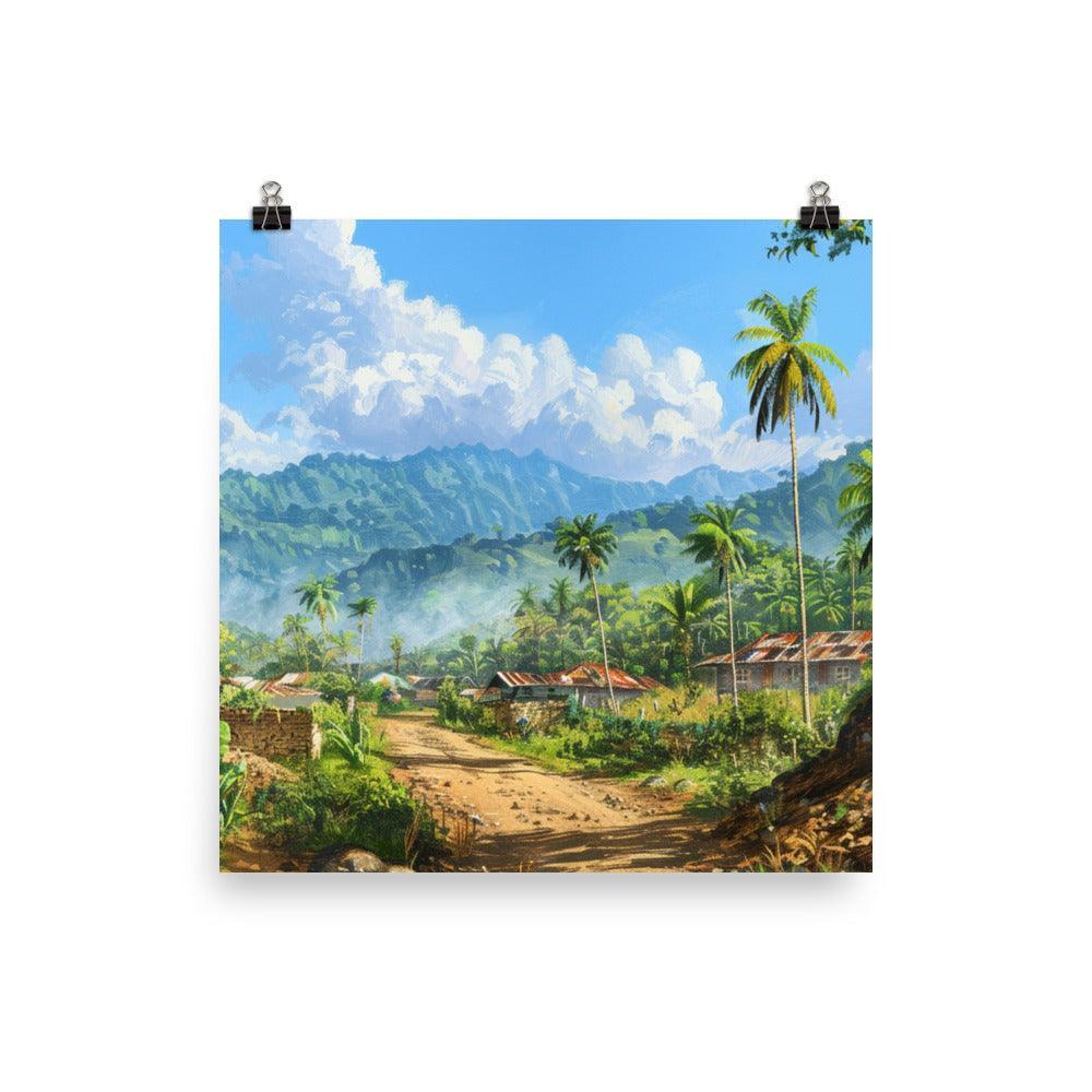 Comoros Tropical Village Road Landscape Painting Poster - Oh Posters