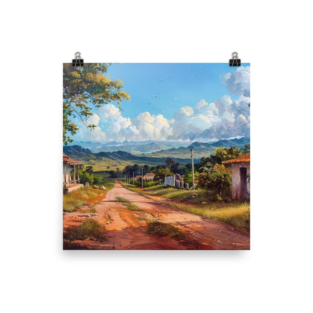 Cuba Time-Worn Village Road Scenic Oil Painting Poster - Oh Posters