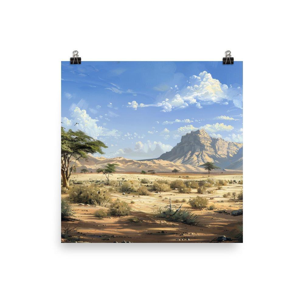 Djibouti Acacia Trees and Sand Dunes Art Poster - Oh Posters