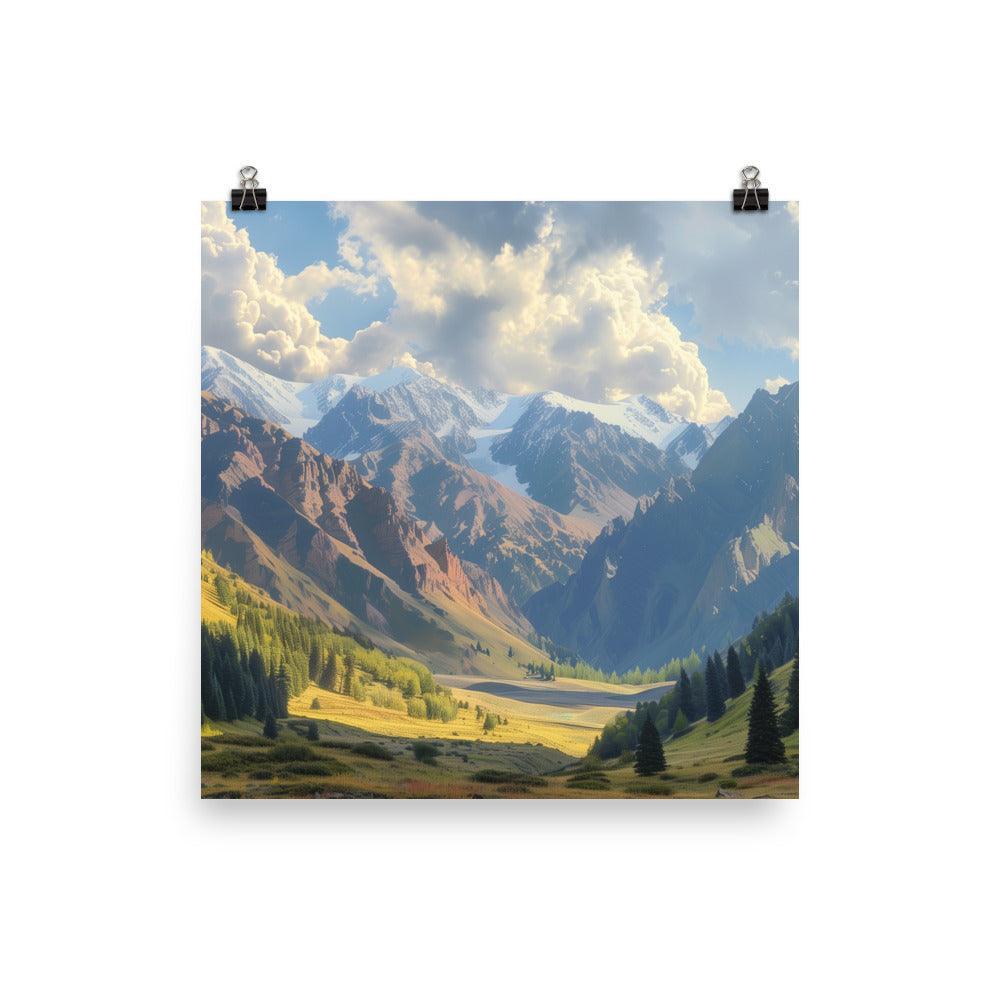 Kyrgyzstan Majestic Mountain Valley Scenic Poster - Oh Posters