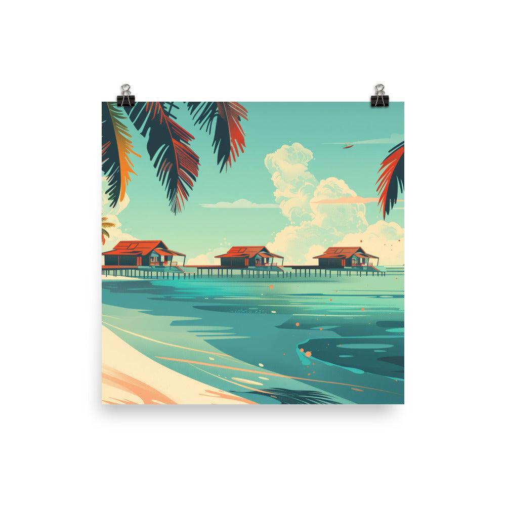 Maldives Overwater Bungalows Tropical Beach Poster - Oh Posters