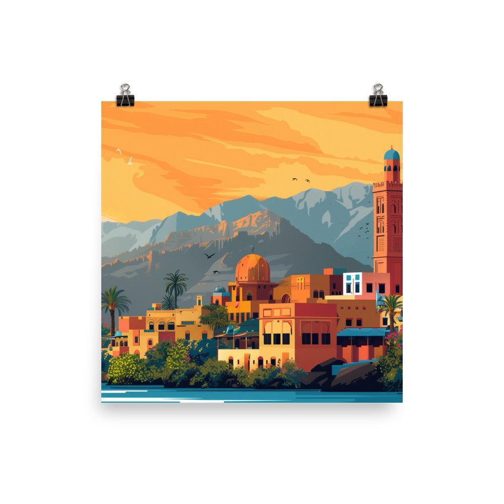 Oman Sunset Over Mountain Village Poster - Oh Posters