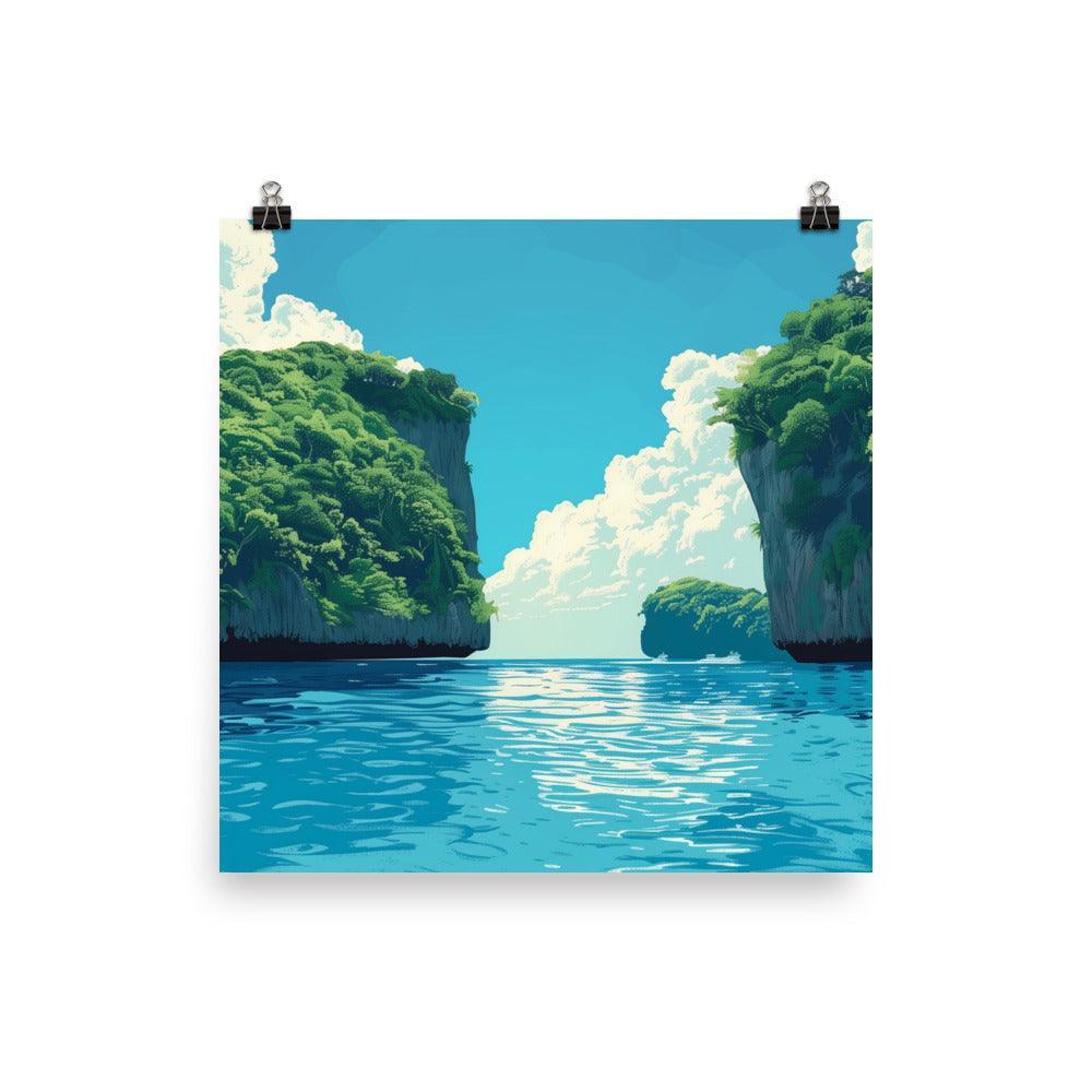 Palau Tropical Lagoon with Lush Cliffs Poster - Oh Posters