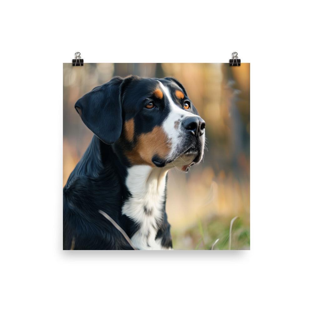 Greater Swiss Mountain Dog Autumn Portrait Poster - Oh Posters