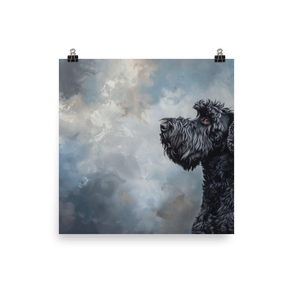 Kerry Blue Terrier Side Profile Painting Poster - Oh Posters