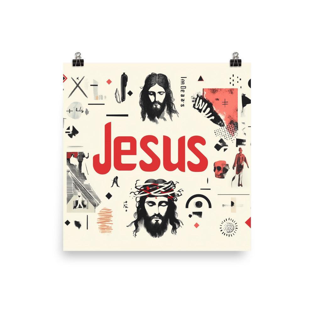 Jesus Modern Minimalist Spiritual Collage Art Poster - Oh Posters