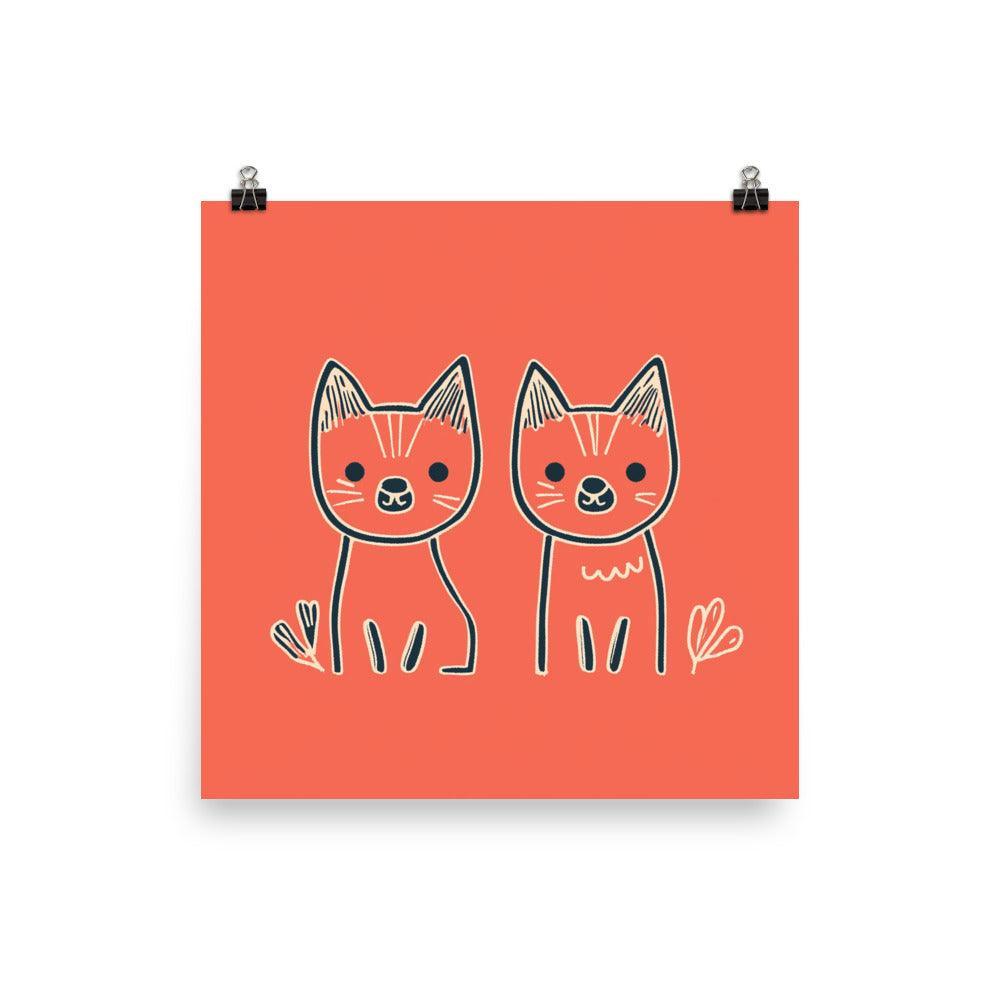 Cartoon Minimalist Dingos Digital Illustration Poster - Oh Posters