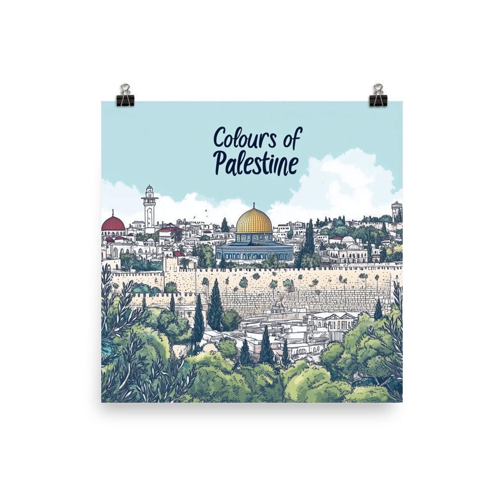 Colours of Palestine Dome of the Rock Landscape Art Poster - Oh Posters