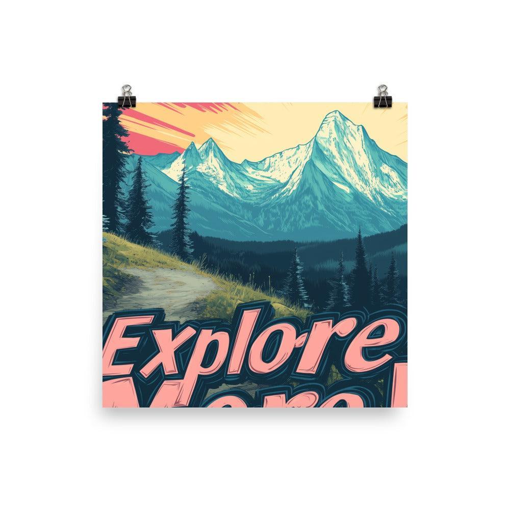 Explore More Mountain Sunset Scene with Pathway and Pink Sky Poster - Oh Posters