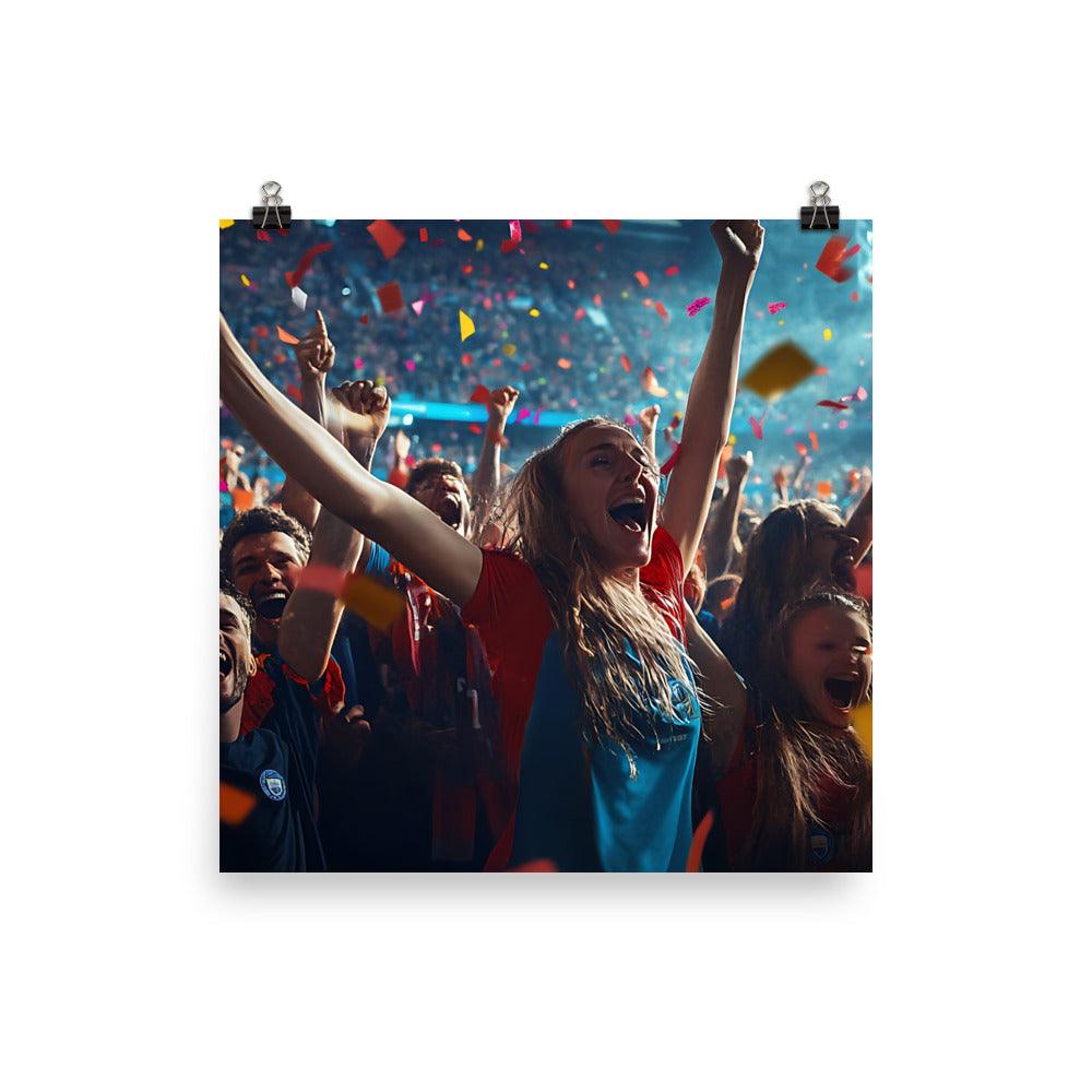 Manchester Football Celebration Crowd Energy and Excitement Poster - Oh Posters