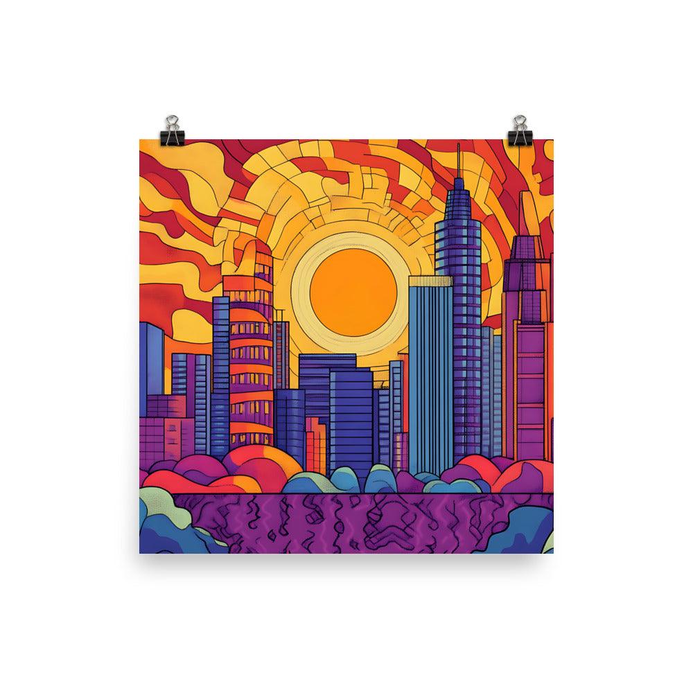 Manchester Vibrant Cityscape Bright Colors Urban Skyline Poster - Oh Posters