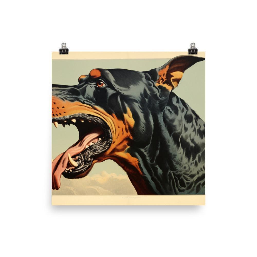 Dobermann Intense Roar Vintage Style Poster - Oh Posters