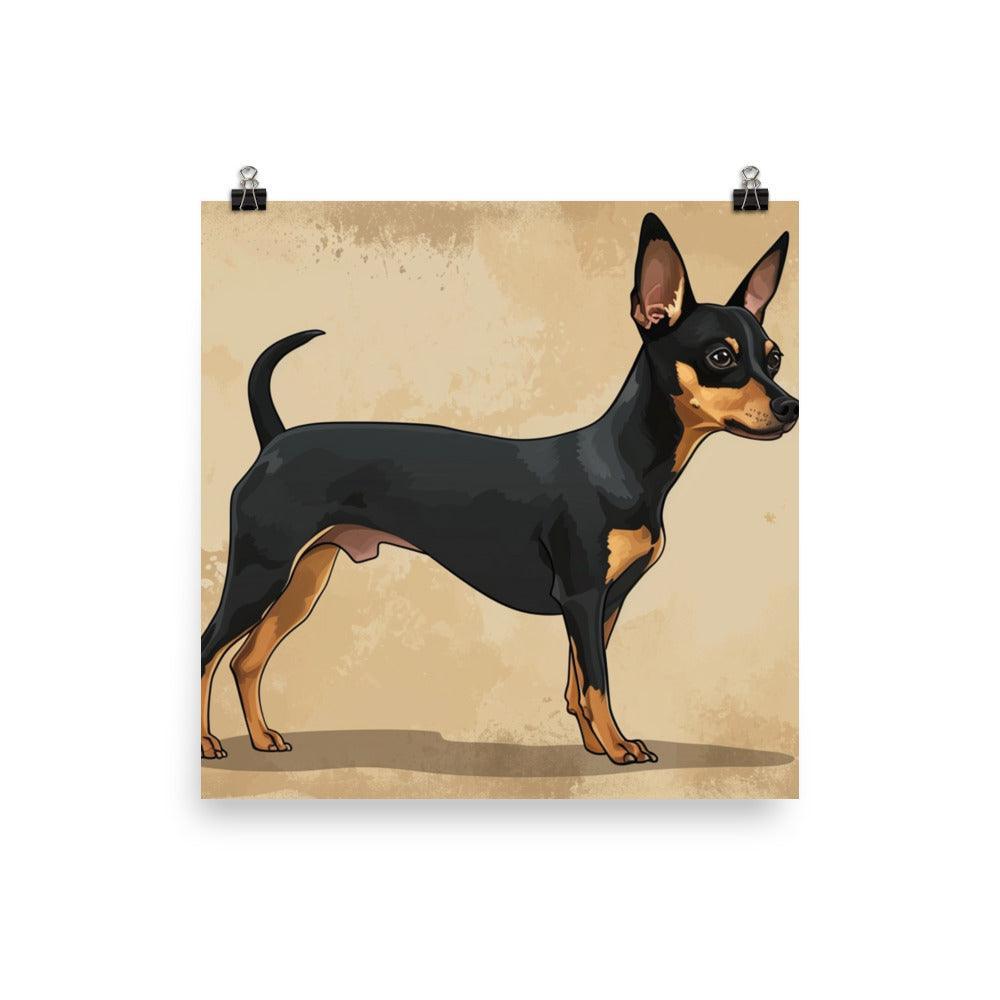 Elegant English Toy Terrier Illustrated Portrait Poster - Oh Posters