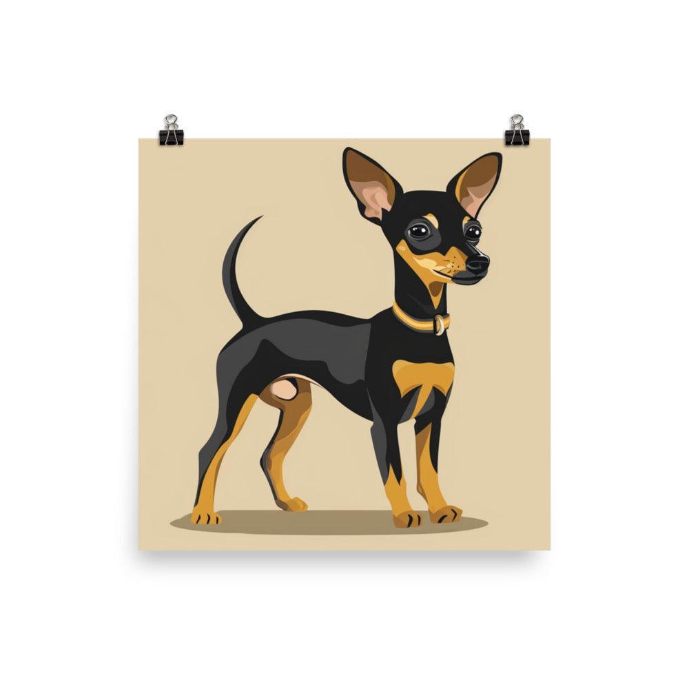 Charming English Toy Terrier Cartoon Illustration Poster - Oh Posters