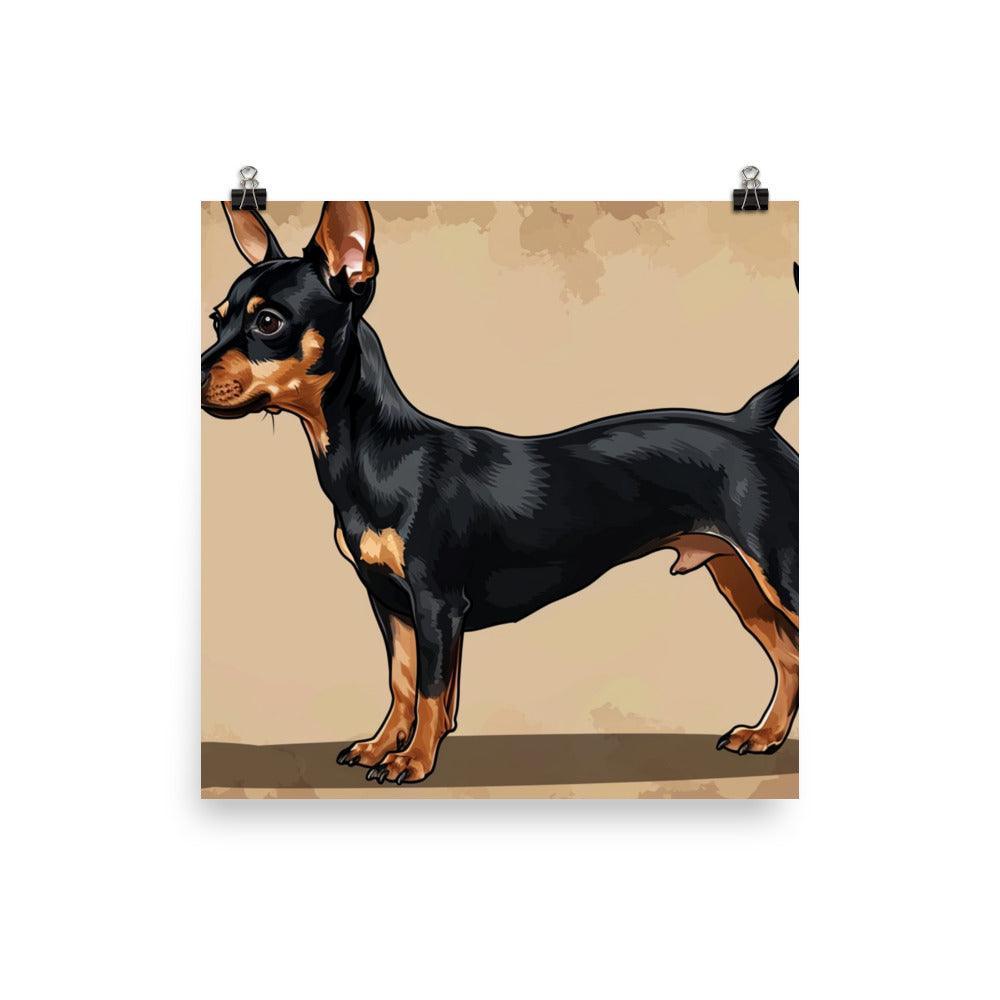 Vintage Style English Toy Terrier Illustrated Poster - Oh Posters