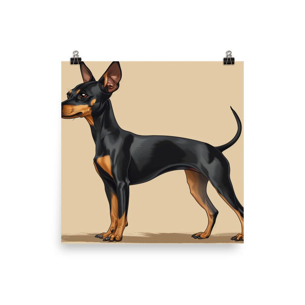 Classic English Toy Terrier Drawing on Beige Poster - Oh Posters