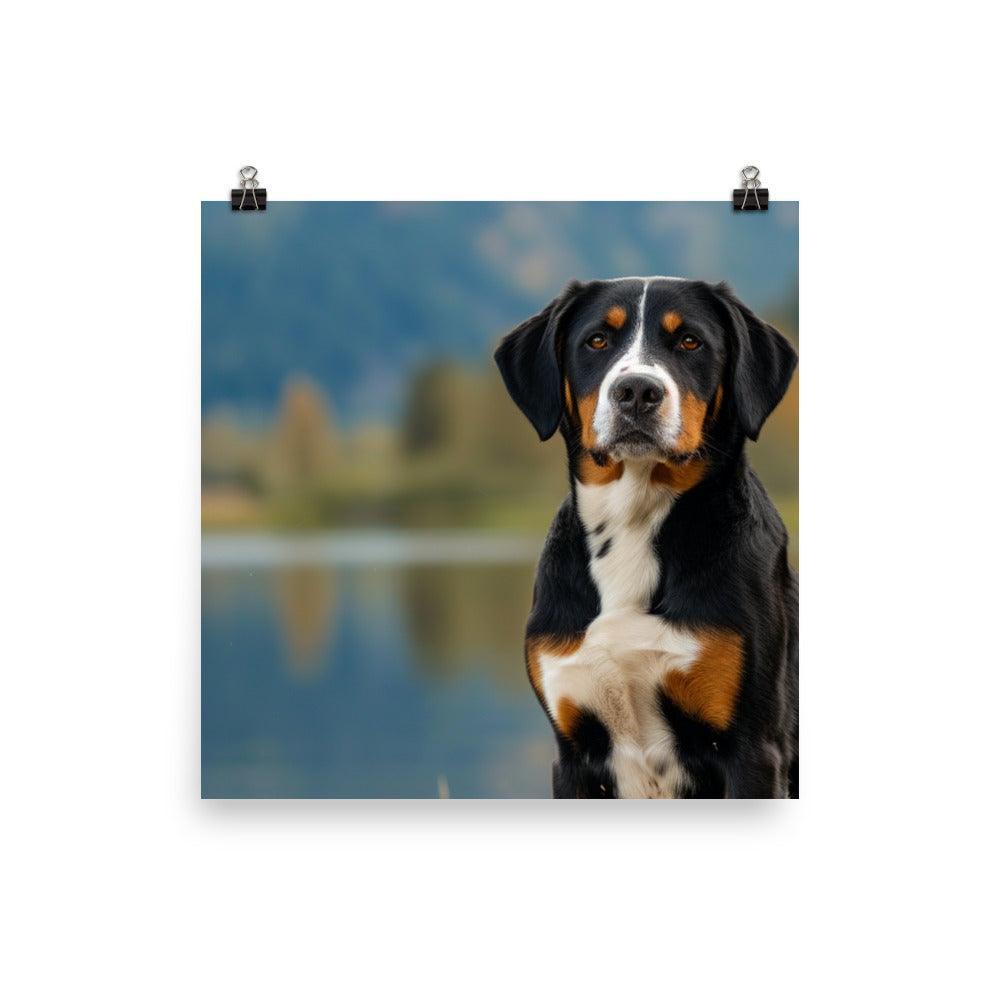 Entlebucher Mountain Dog Lake View Photography Poster - Oh Posters