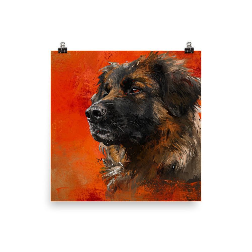 Estrela Mountain Dog Abstract Red Texture Art Poster - Oh Posters