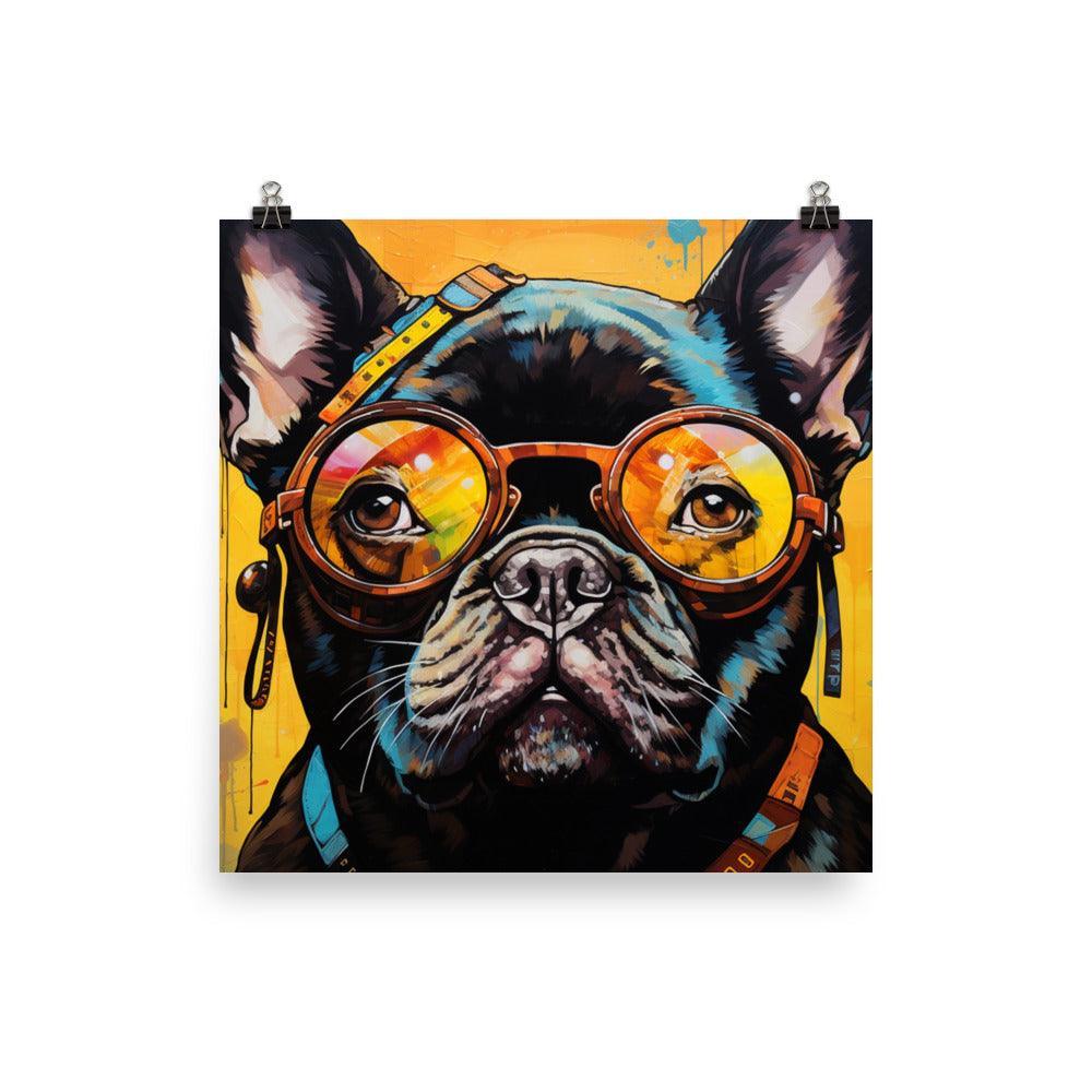 French Bulldog Hipster Digital Artwork Poster - Oh Posters