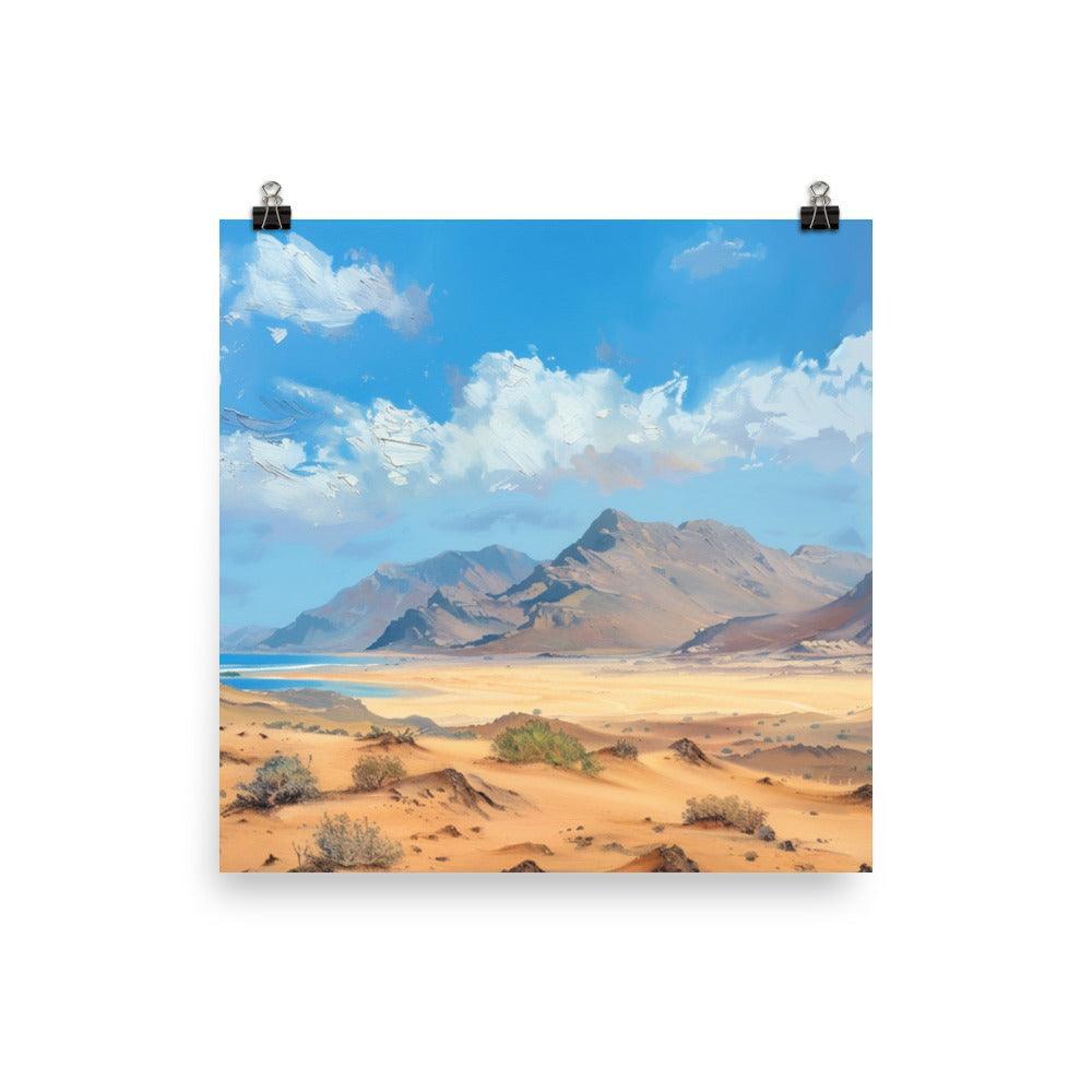 Djibouti Desert Mountains Landscape Painting Poster - Oh Posters