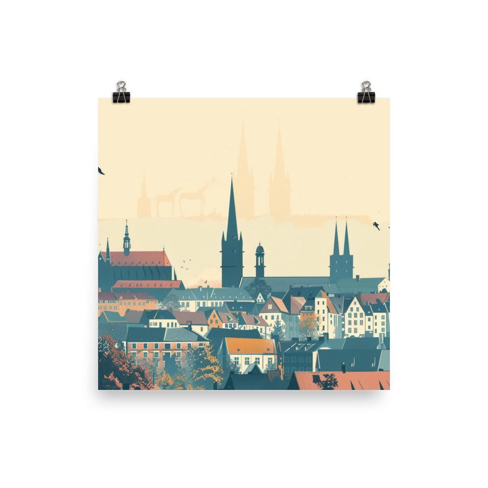 Germany Quaint Village Houses Digital Art Poster - Oh Posters