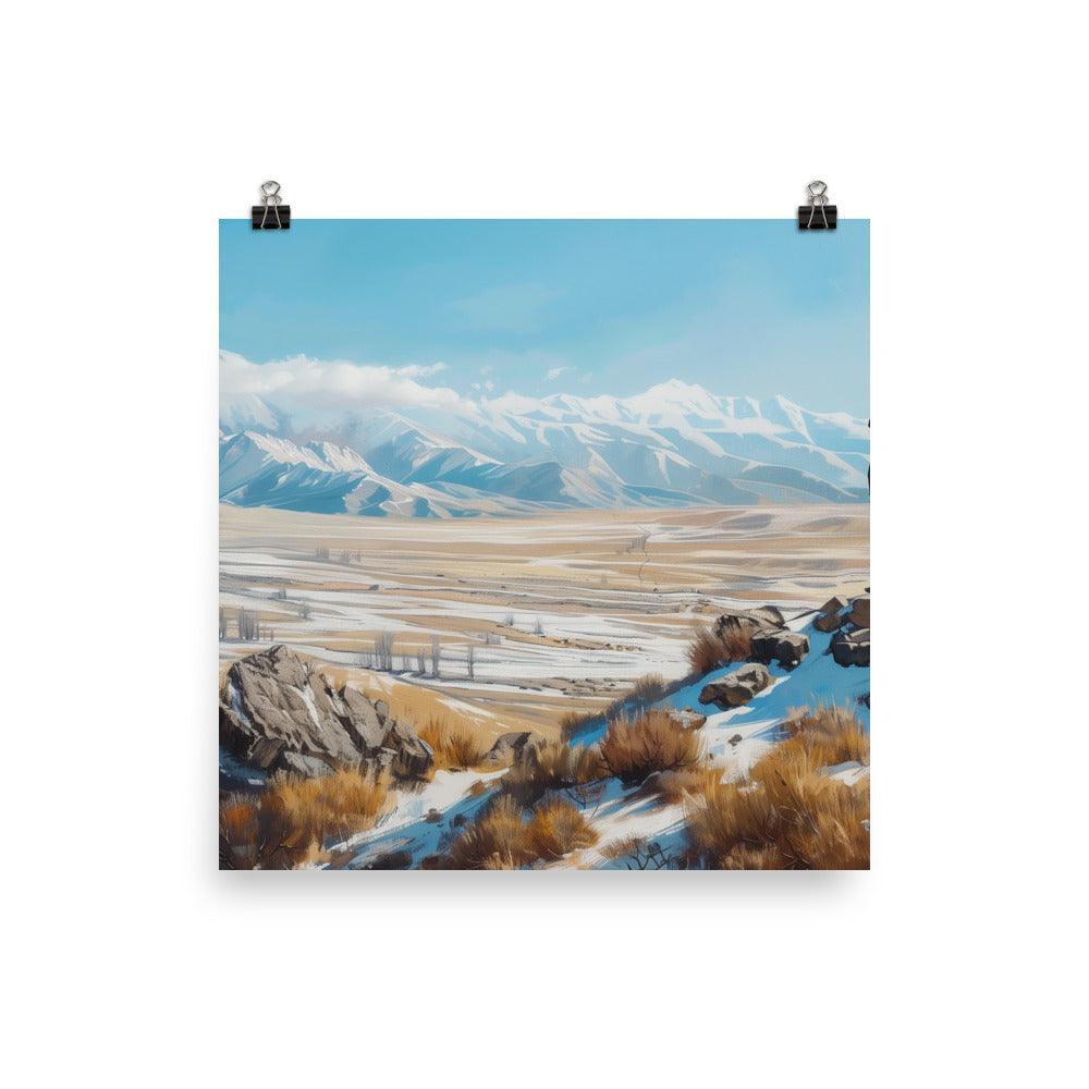 Kazakhstan Mountain Landscape Explorer Art Poster - Oh Posters