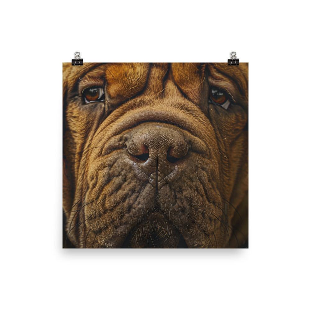 Chinese Shar-Pei Close-Up Wrinkled Face Portrait Poster - Oh Posters