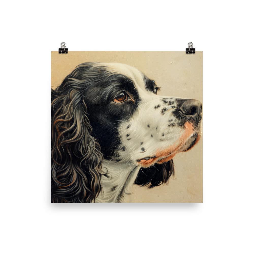 English Springer Spaniel Realistic Painting Side Profile Poster - Oh Posters