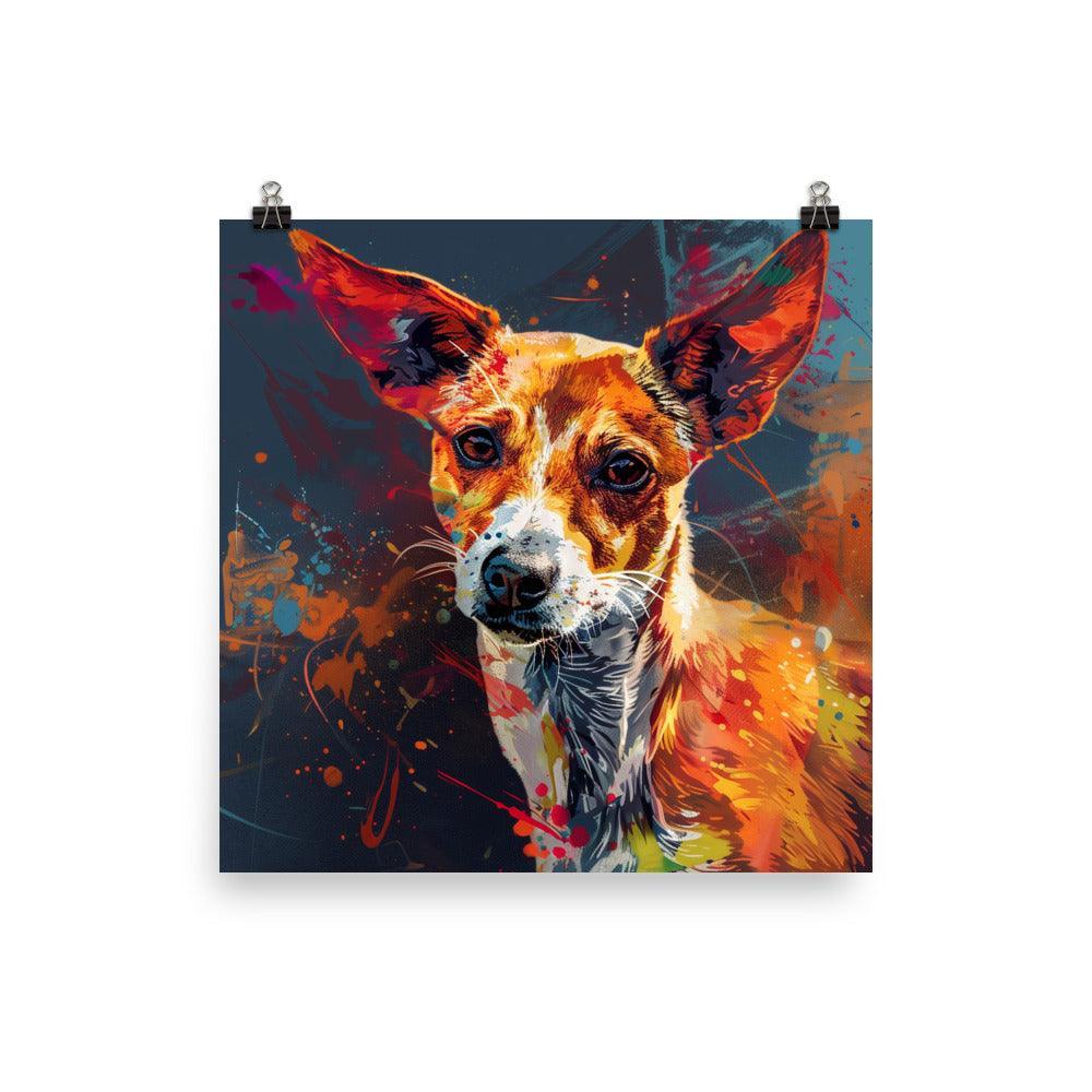 Portuguese Podengo Colorful Abstract Dog Portrait Poster - Oh Posters