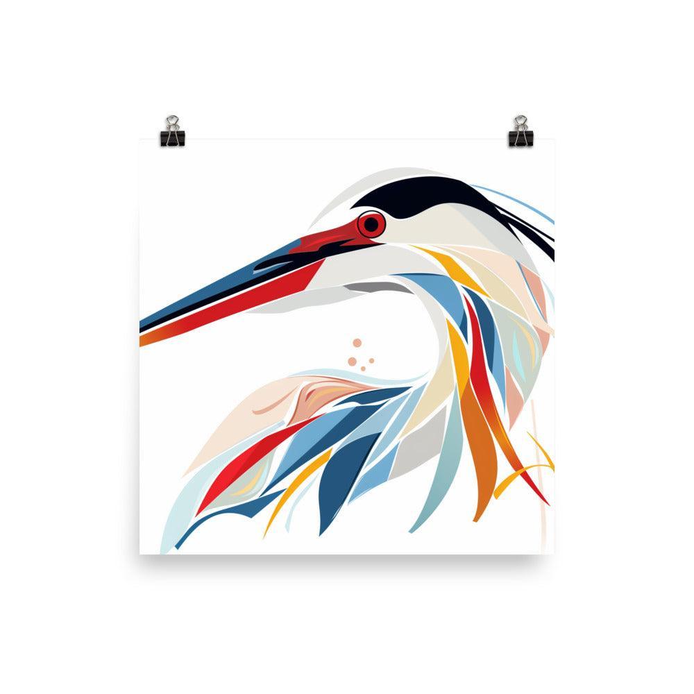 Egret Vibrant Abstract Design Art Poster - Oh Posters